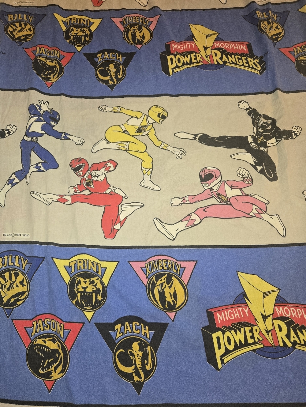 Vintage Power  Rangers 1994 SABAN Mighty Morphin Flat Sheet ONLY